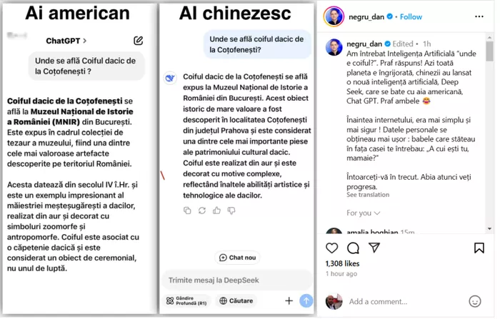 Dan Negru a întrebat inteligență artificială americană și chineză “Unde se află Coiful dacic de la Coțofenești”. Răspunsurile primite și eroarea făcută de prezentatorul TV